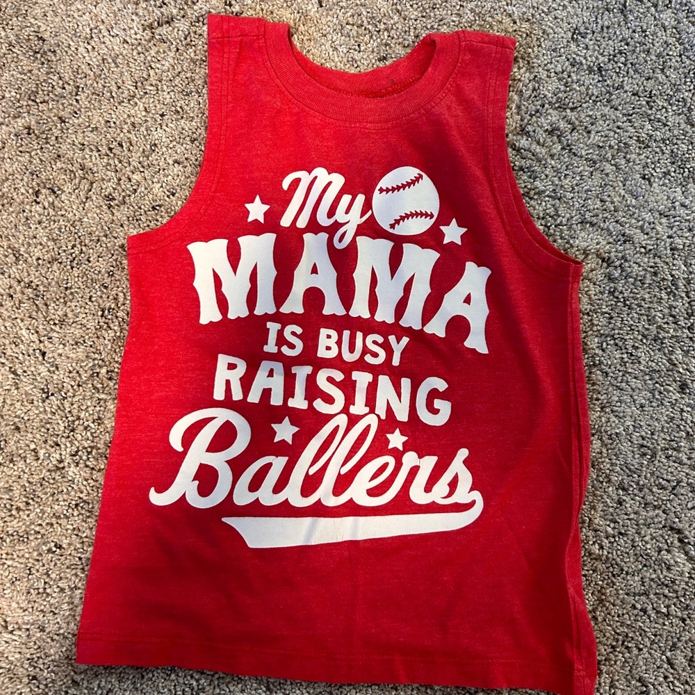 My mama is busy raising ballers. Baseball tank top